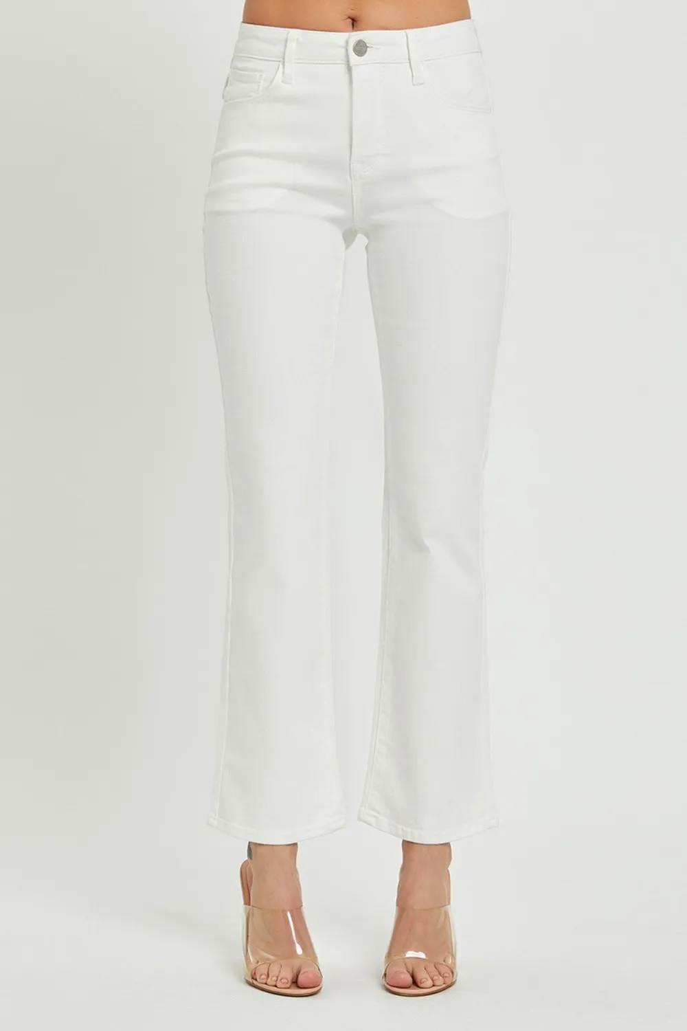 Risen Full Size Mid Rise Jeans With Pockets