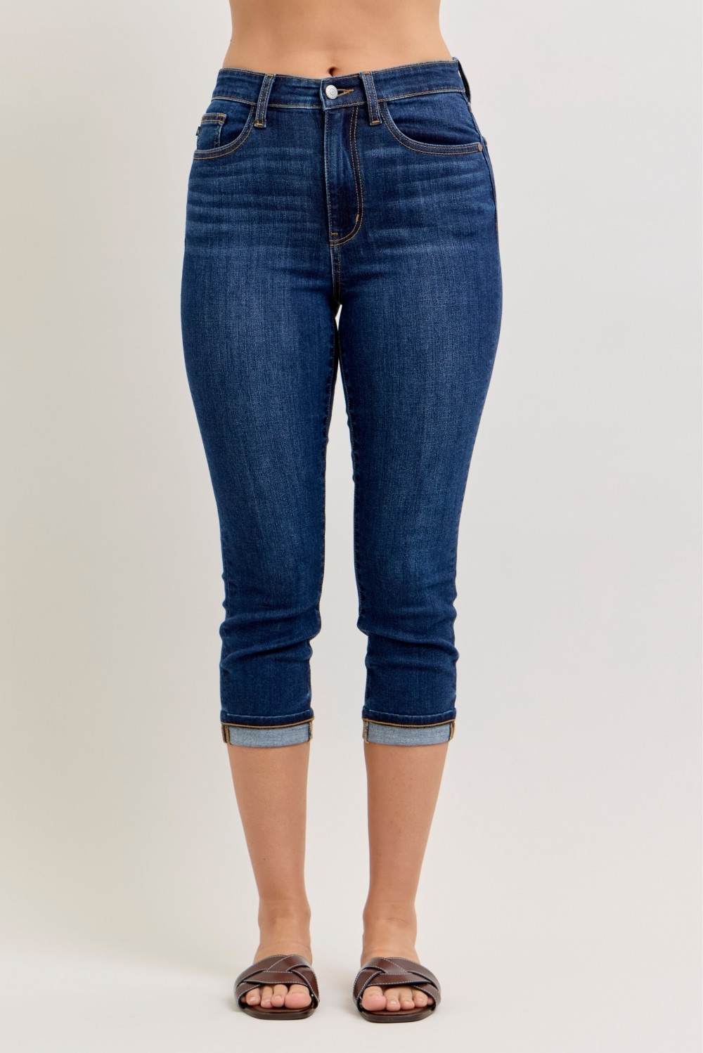 Judy Blue High Waist Capri Jeans With Single Cuff