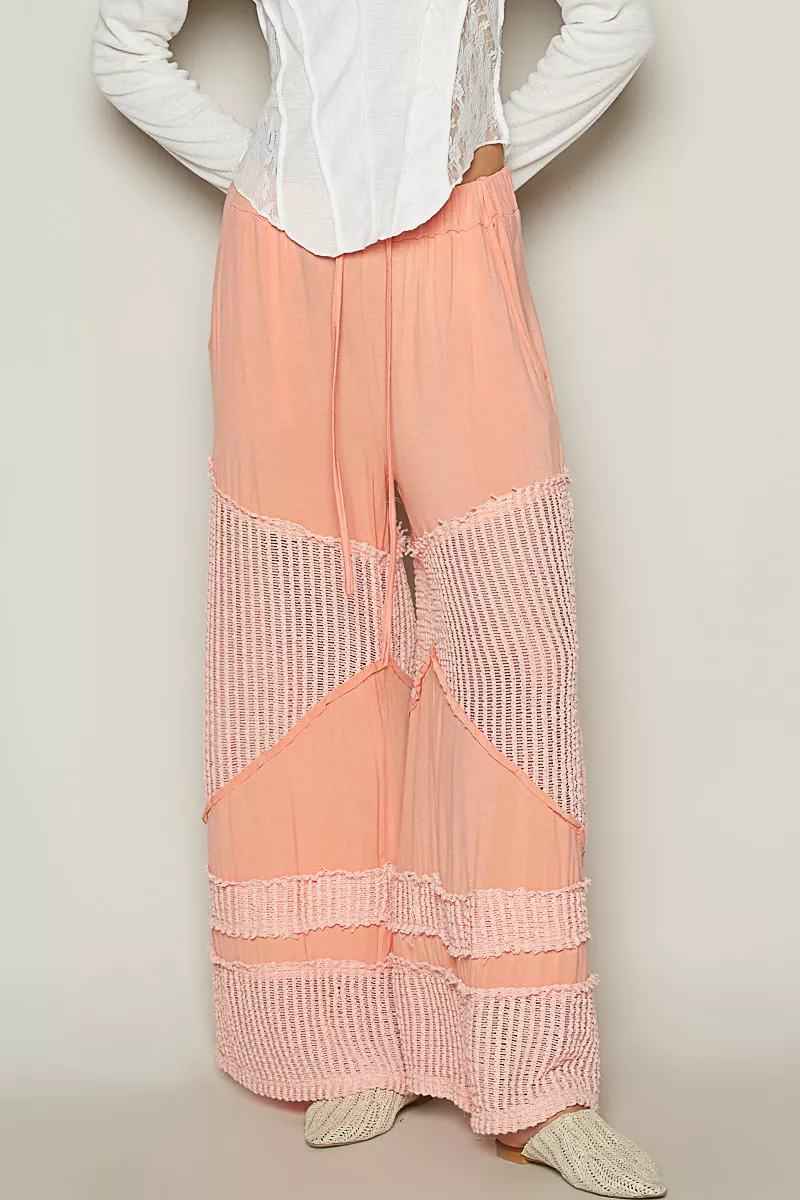 Pol Drawstring Elastic Waistband Wide-Leg Pants