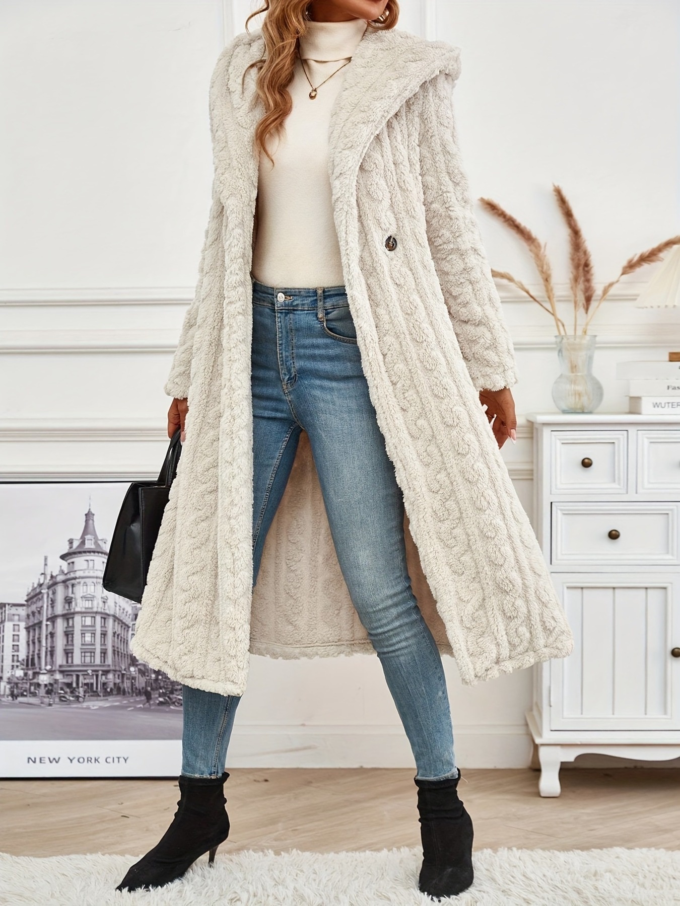 Cozy Hooded Button Up Longline Outerwear