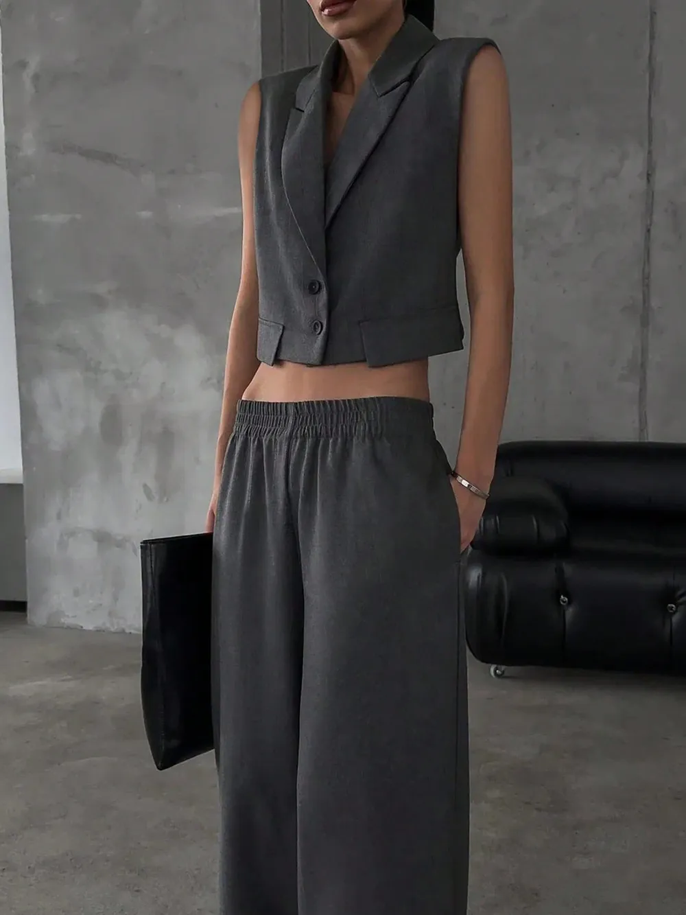 Button Up Sleeveless Top and Pants Set
