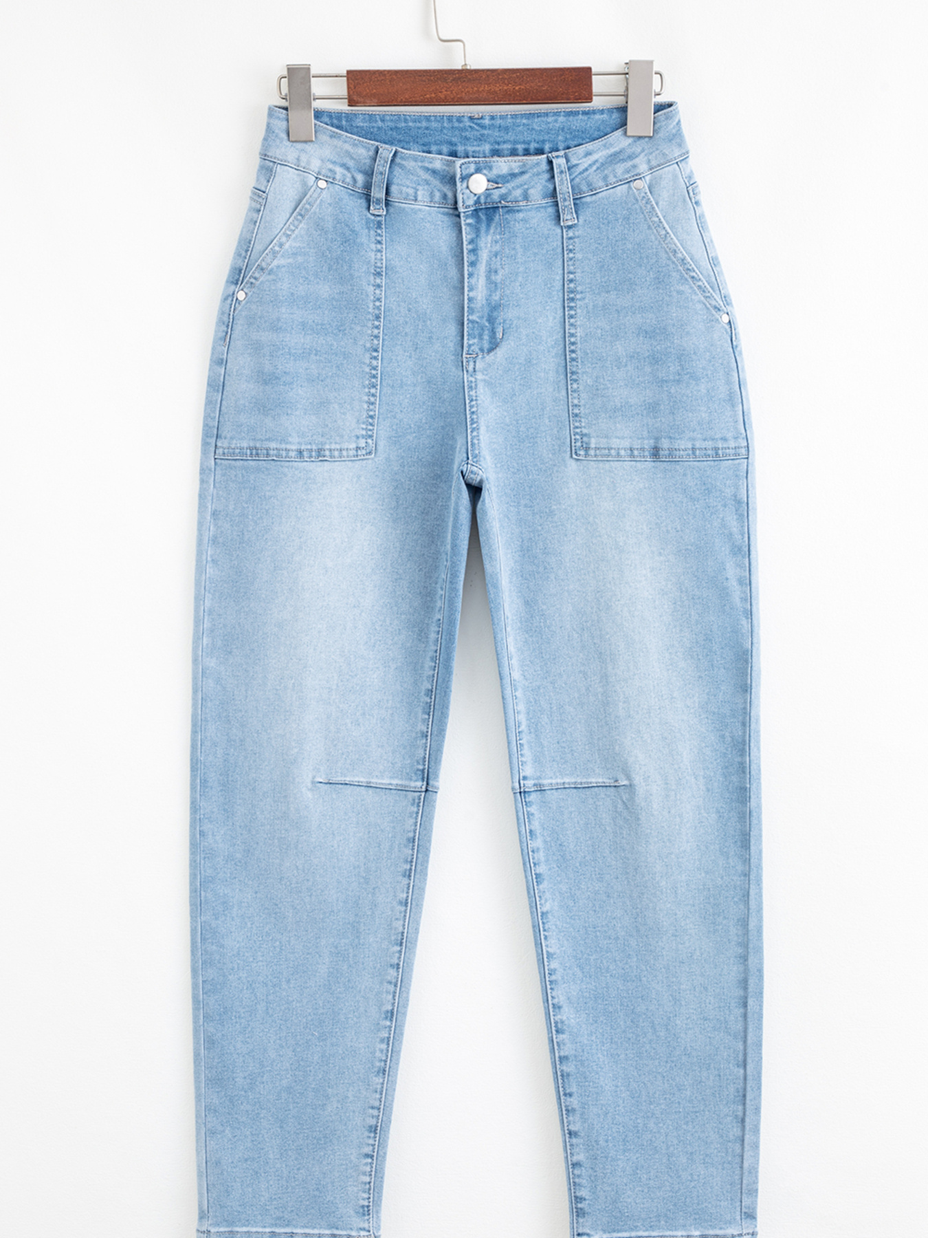 High Rise Barrel Relaxed Patch Pocket Jeans secondary