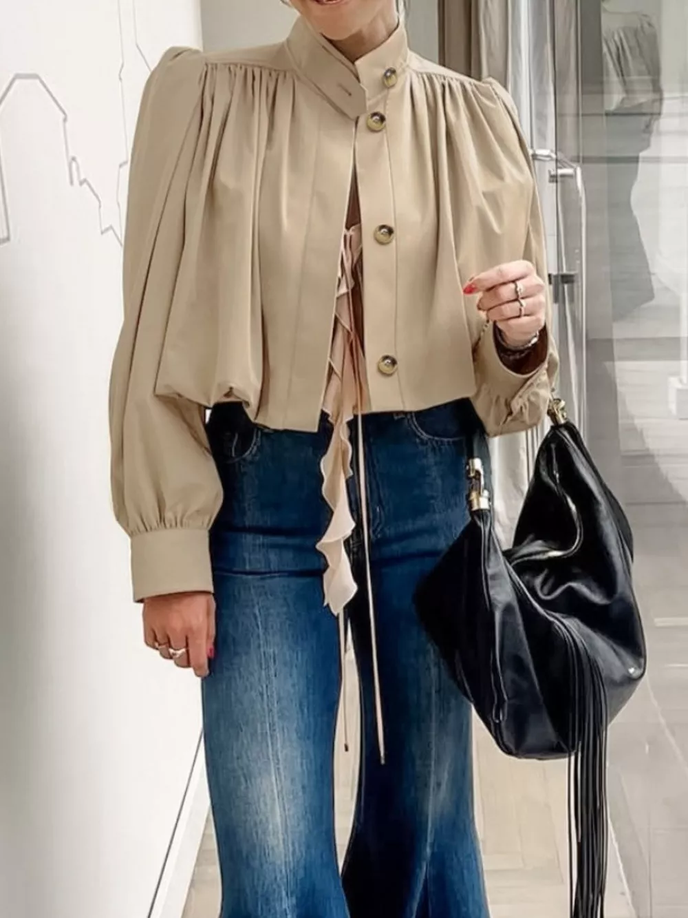 Puff Sleeve Cropped Jacket
