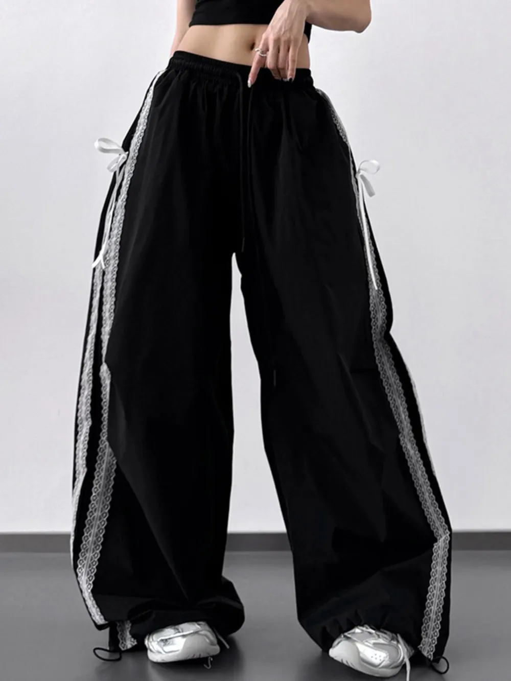 Lace Detail Wide Leg Pants