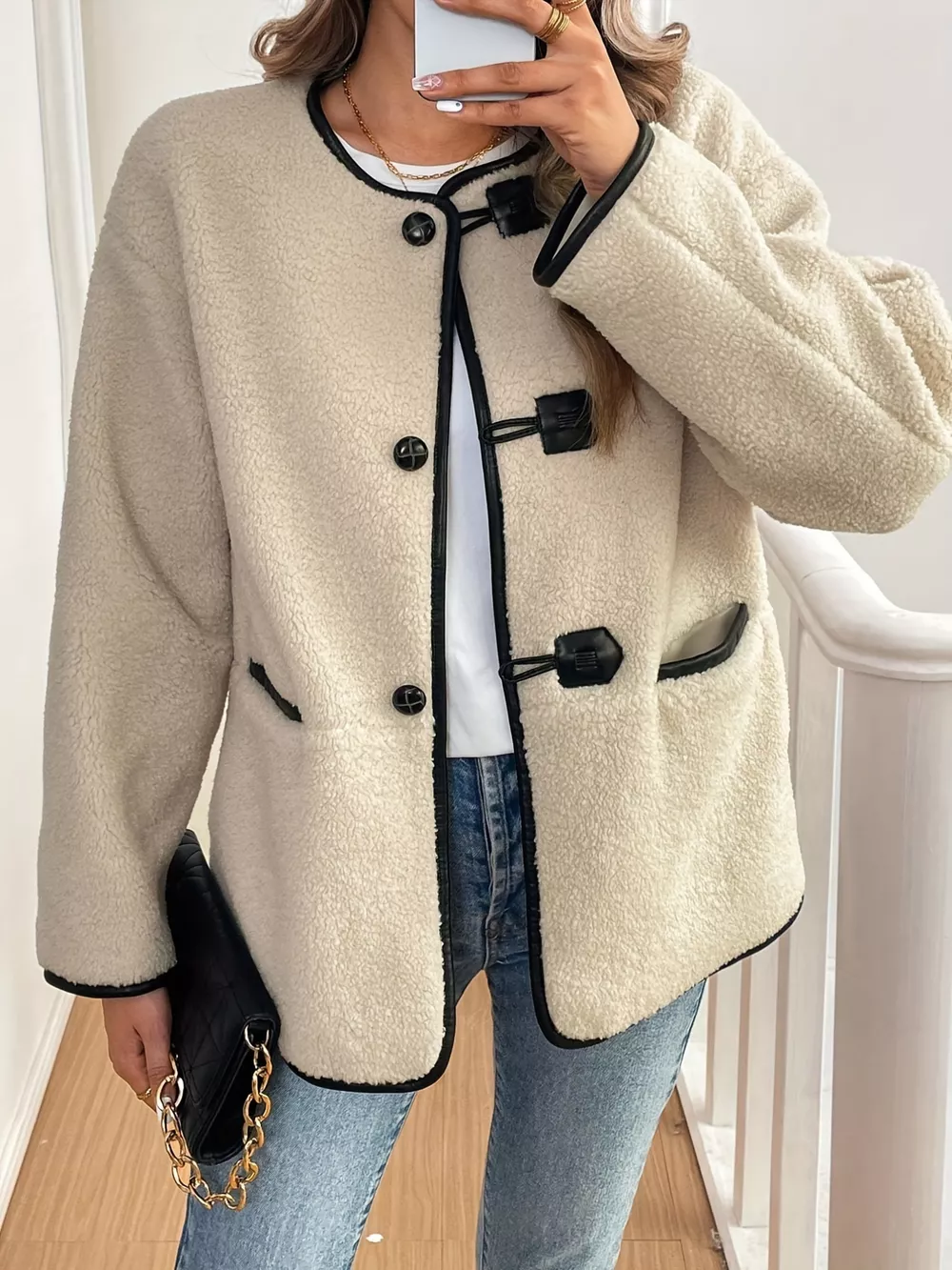 Button Up Dropped Shoulder Outerwear