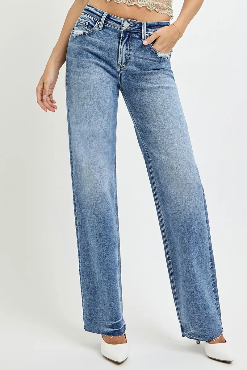 Risen Full Size High Rise Straight Leg Jeans With Pockets