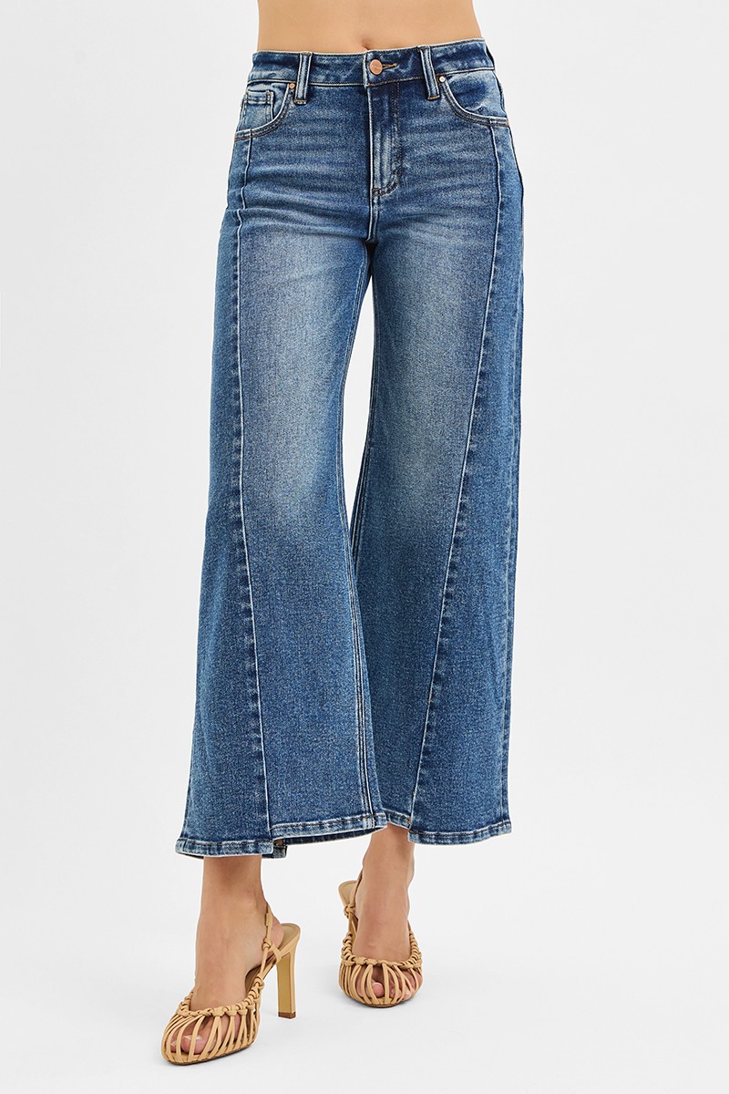 Risen High Rise Crop Wide Leg Jeans With Step Hem secondary