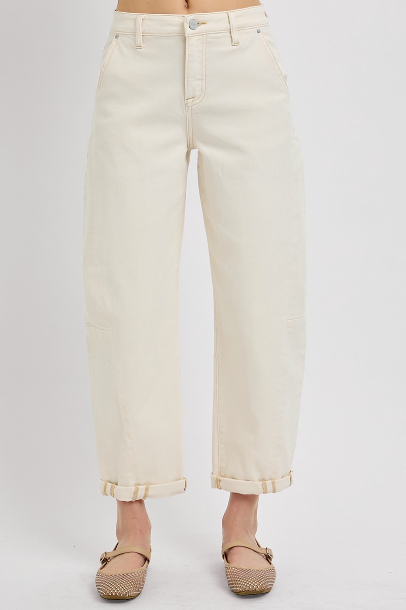 RISEN High Rise Relaxed Barrel Cuffed Jeans