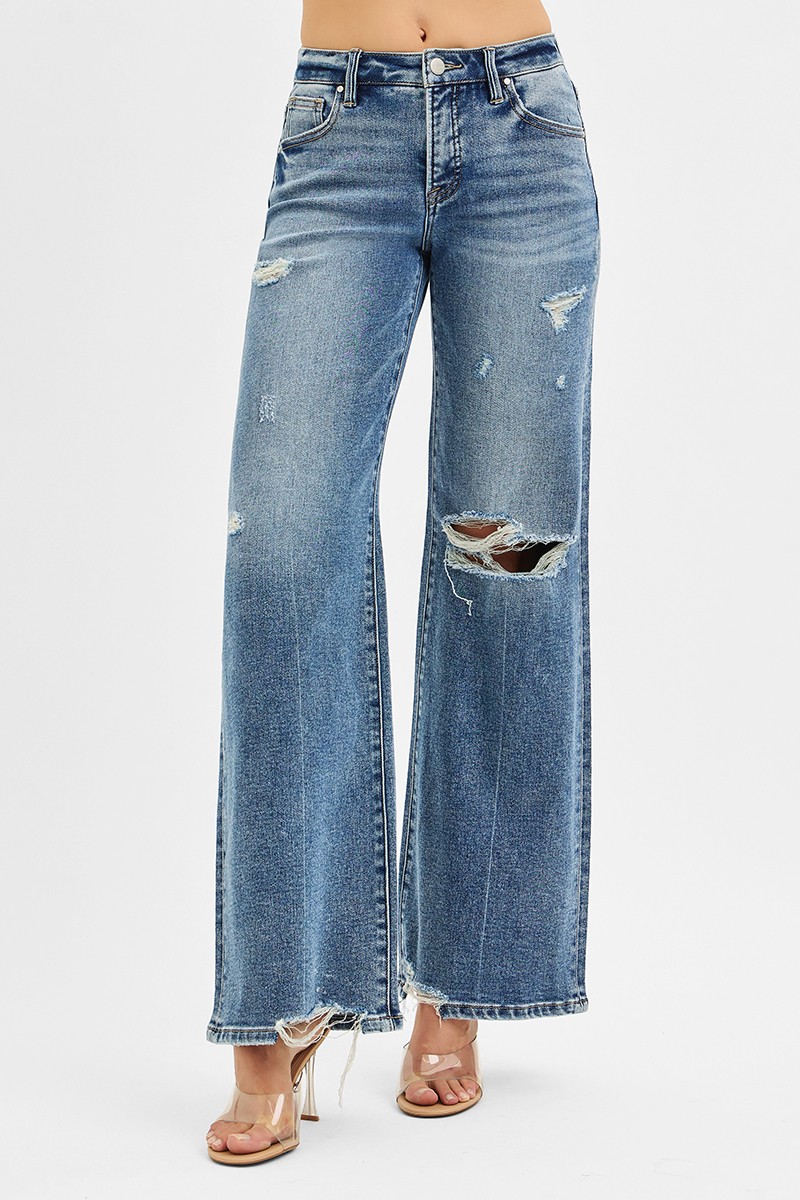 Risen Tummy Control Mid Rise Fit Wide Jeans secondary