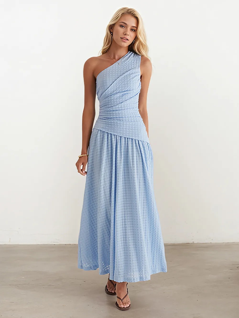 Textured Single Shoulder Dress