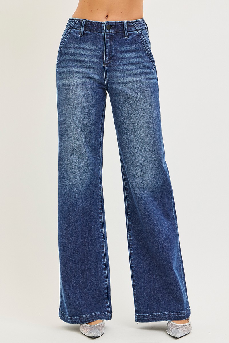 Risen High Rise Wide Leg Slanted Pocket Jeans secondary