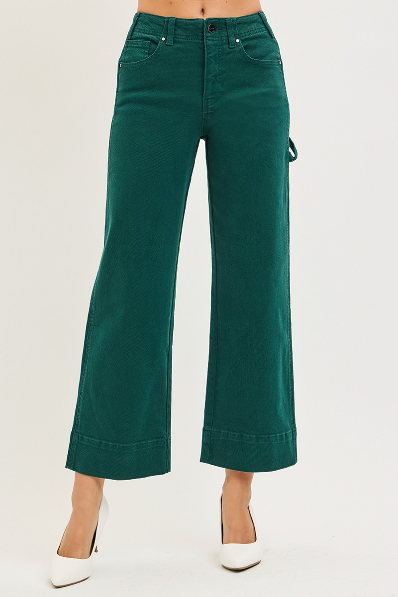 Risen Tummy Control High Rise Crop Wide No Waist Band Pants