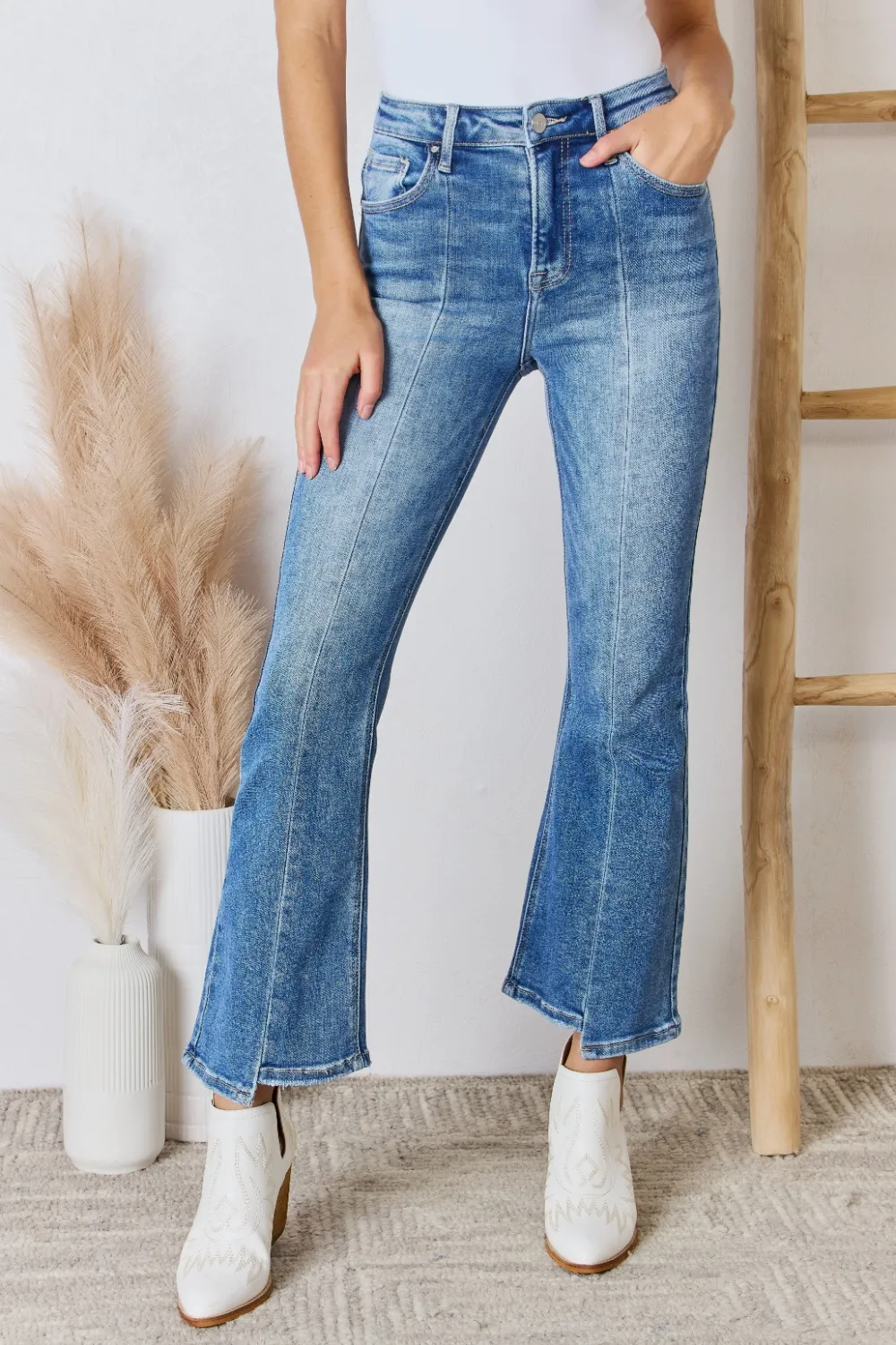 Risen Full Size High Rise Ankle Flare Jeans
