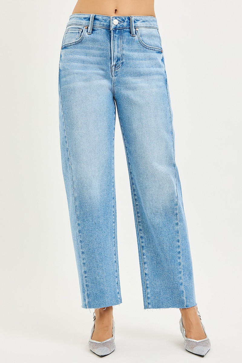 Risen Full Size Slouchy Cropped Barrel Jeans With Curved Side Seam Plus Size