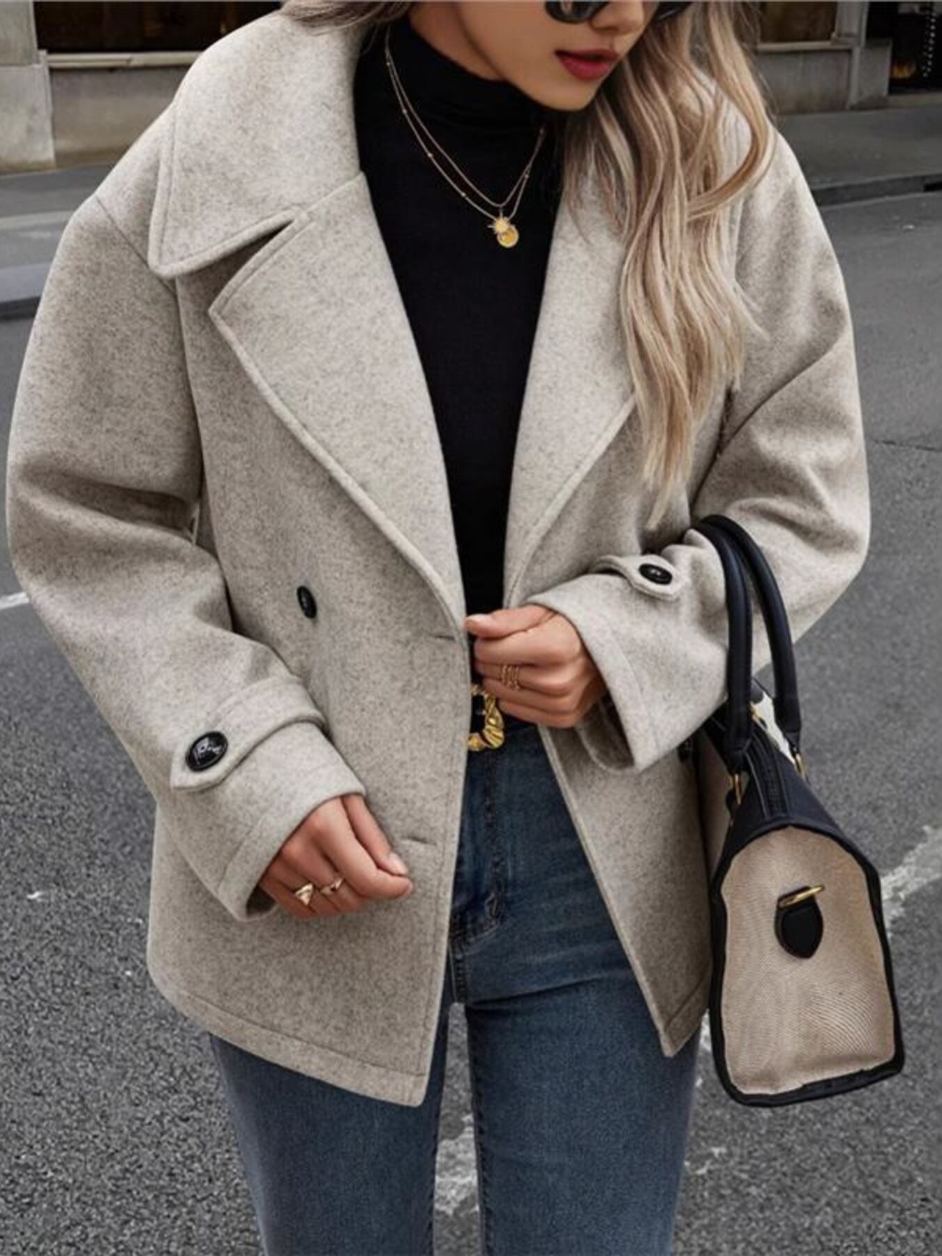 Double-Breasted Wool Blend Casual Jacket