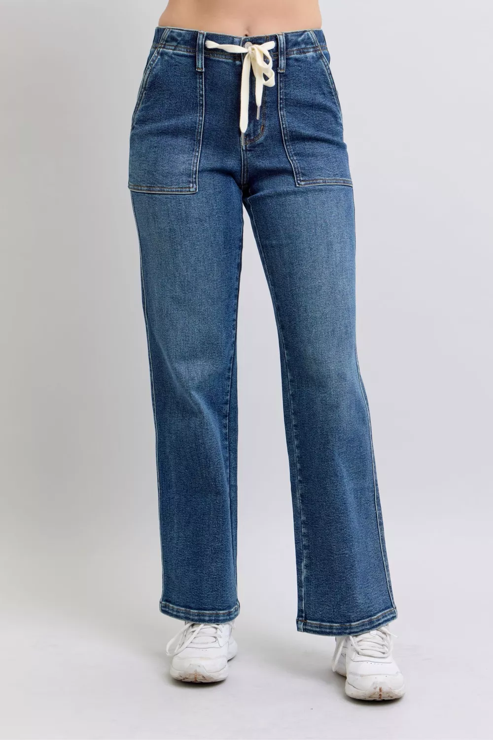 Judy Blue Drawstring Straight Jeans With Pockets
