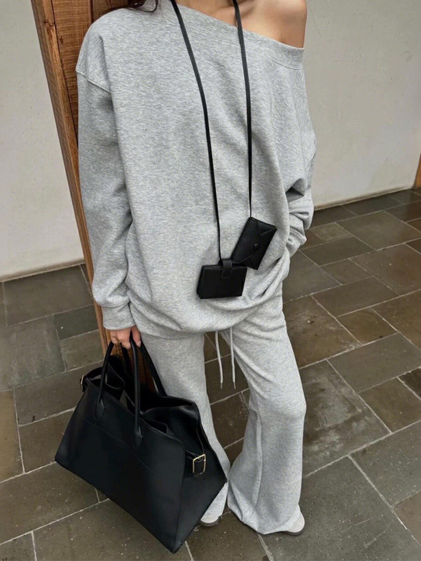 Off-Shoulder Top And Drawstring Pants Set
