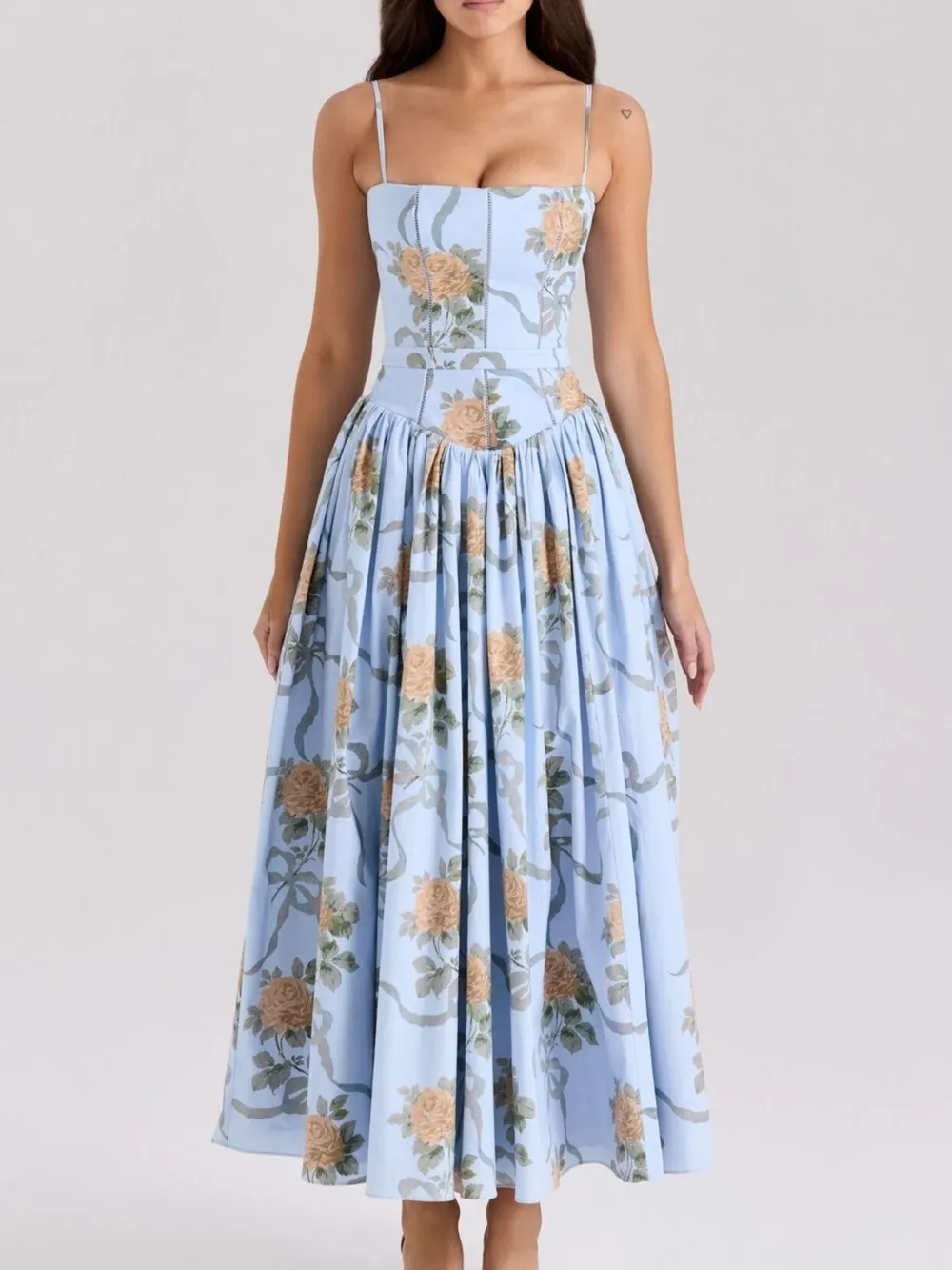 Floral Print Square Neck Cami Maxi Dress