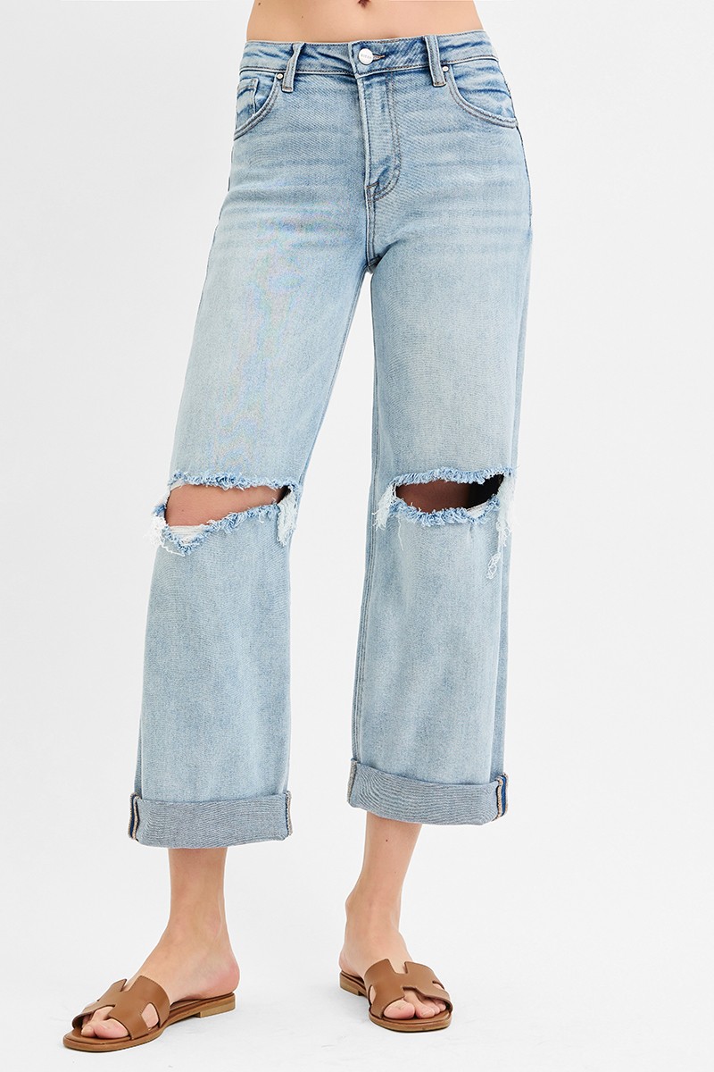 Risen Full Size Mid Rise Fit Boyfriend Jeans With Cuff Plus Size secondary