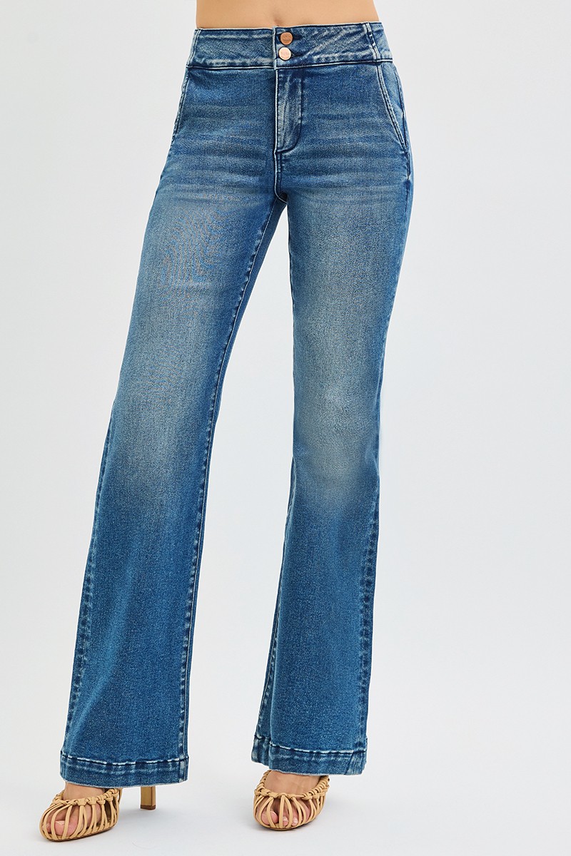 Risen Full Size Tummy Control High Rise Bootcut Jeans With Double Button Waistband Plus Size secondary