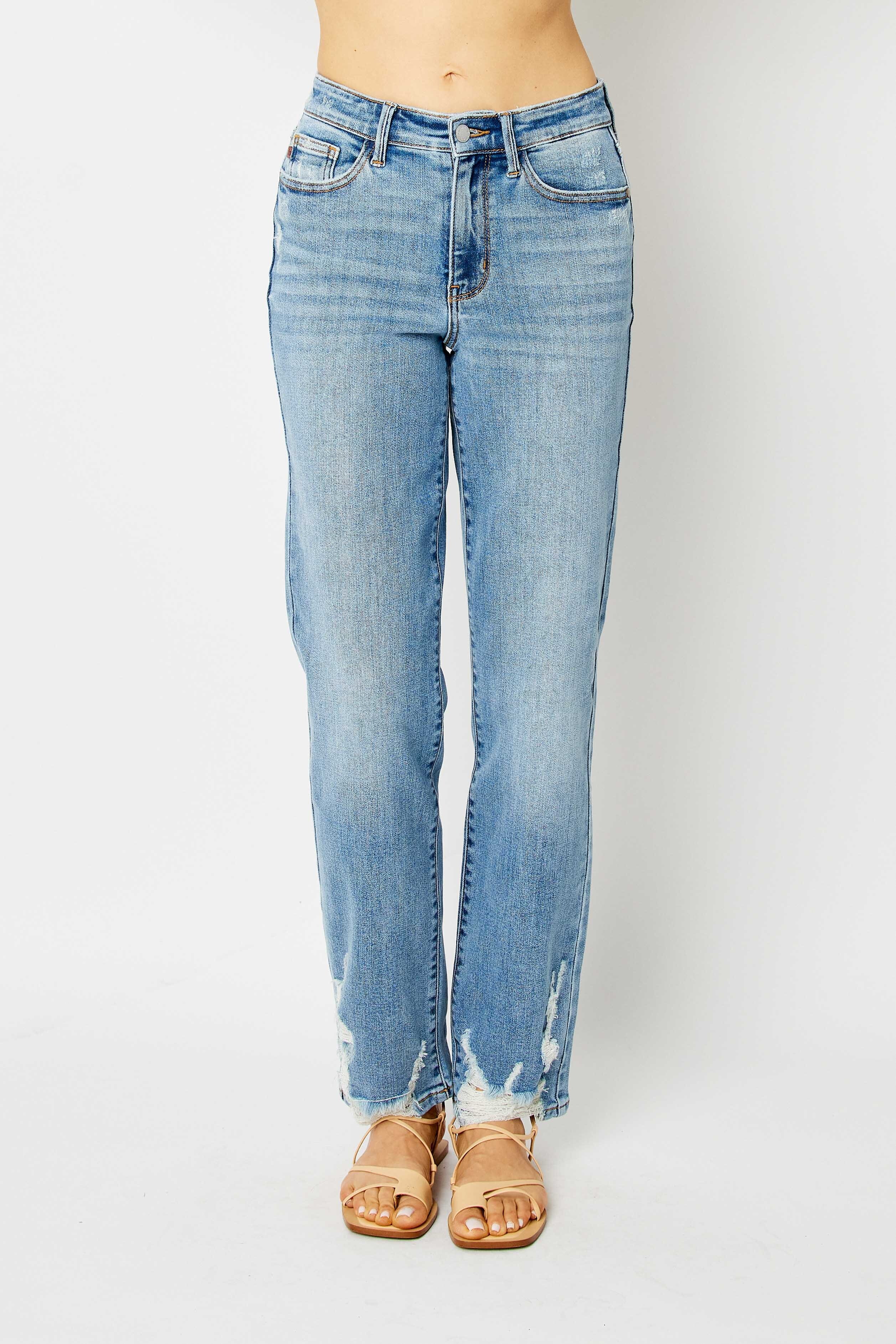 Judy Blue Full Size High Waist Straight Jeans With Heavy Destroy Plus Size secondary
