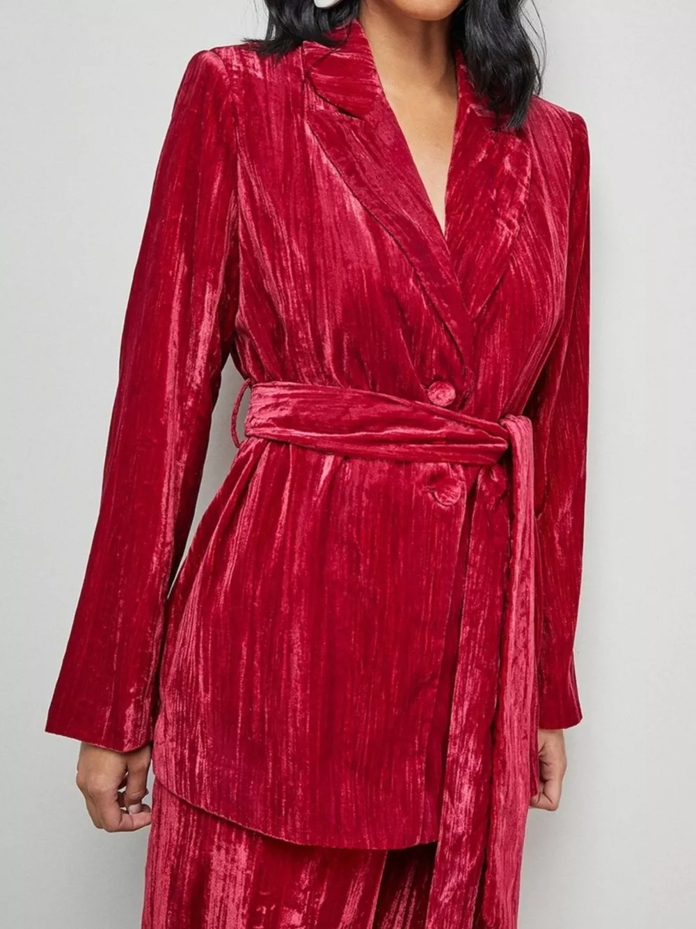 Velvet Lapel Collar Blazer & Pants Set