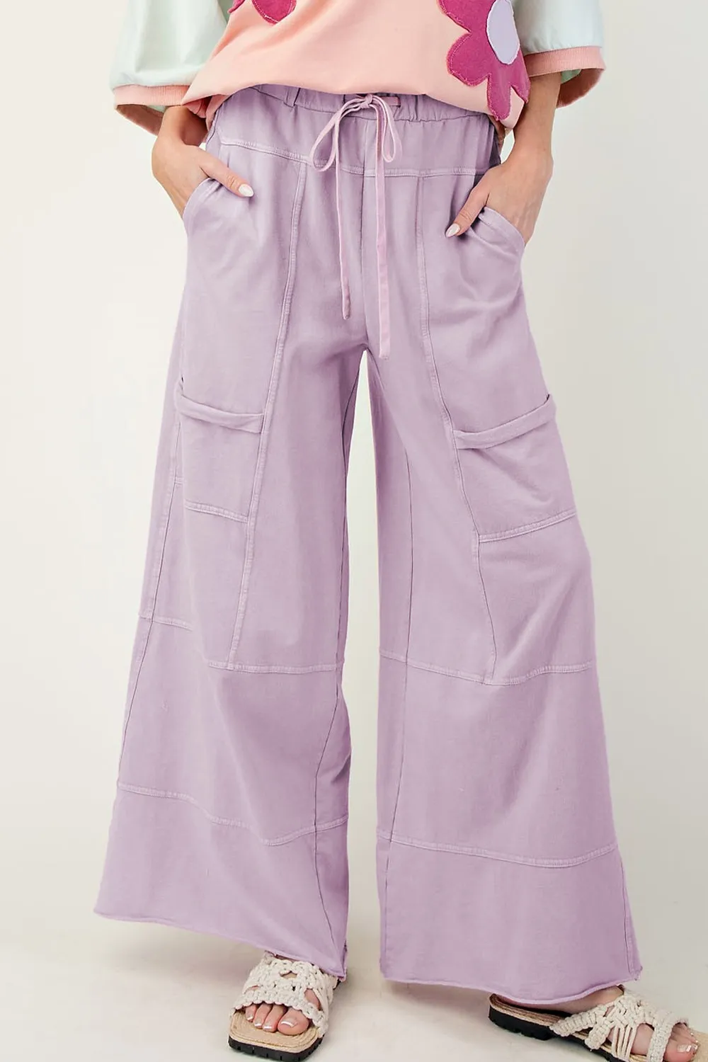 Wide-Leg Cargo Pants with Drawstring Waist