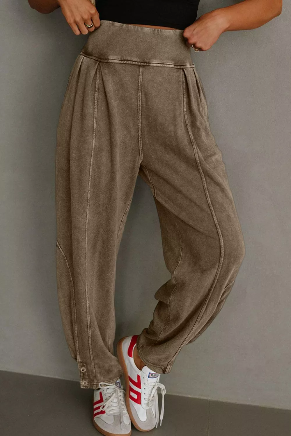 Vintage Wash High-Waisted Balloon Pants