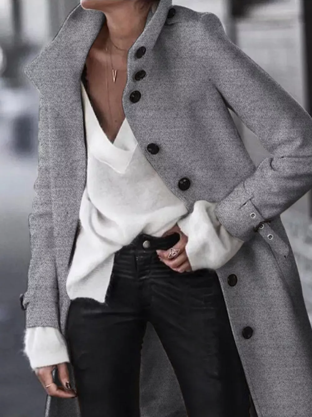 Button-Down Longline Coat With Belt