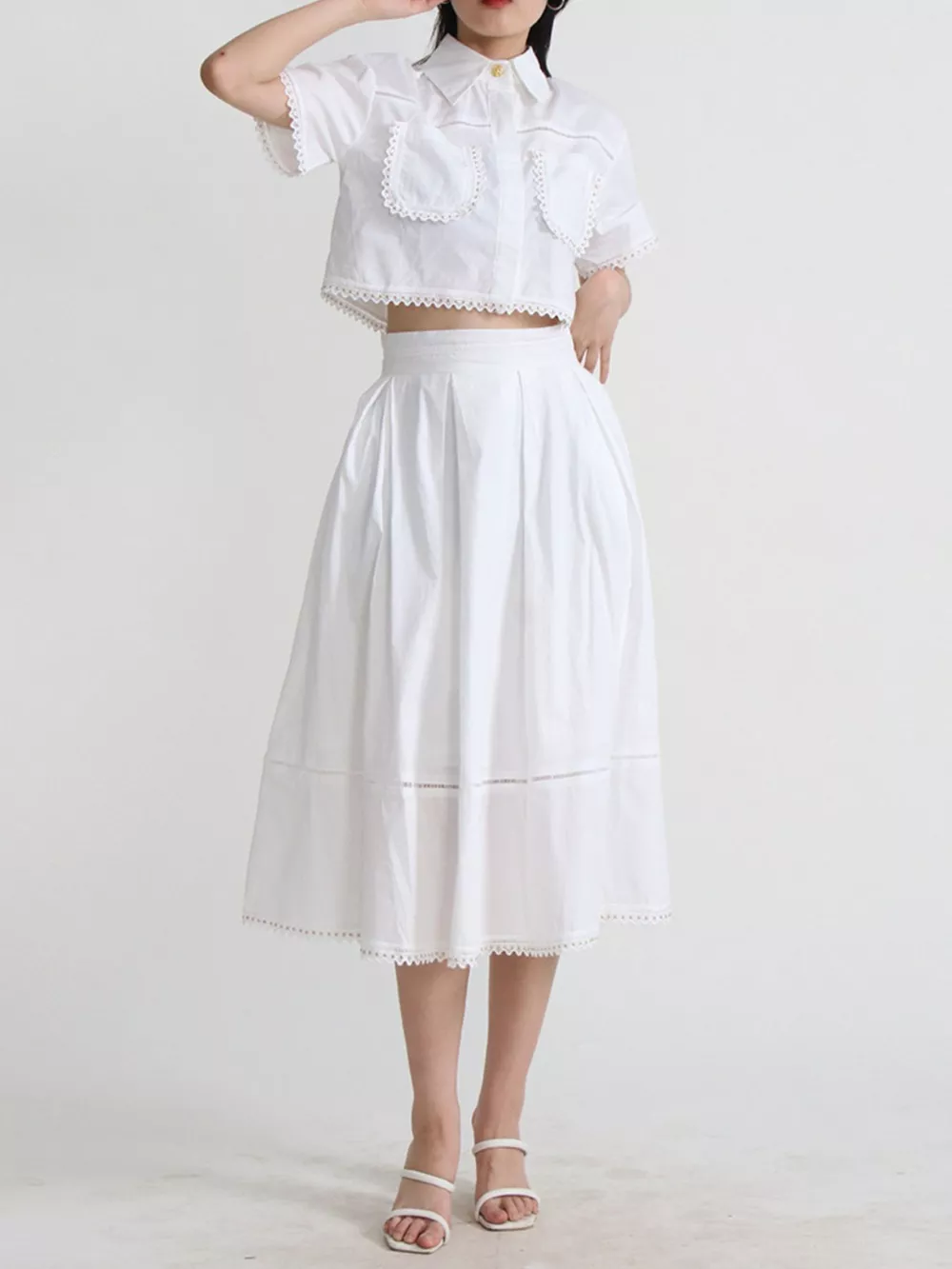 Short Sleeve Shirt And Skirt Set