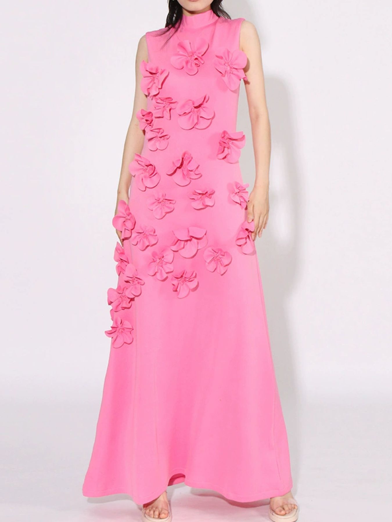 Floral Applique Sleeveless Maxi Dress