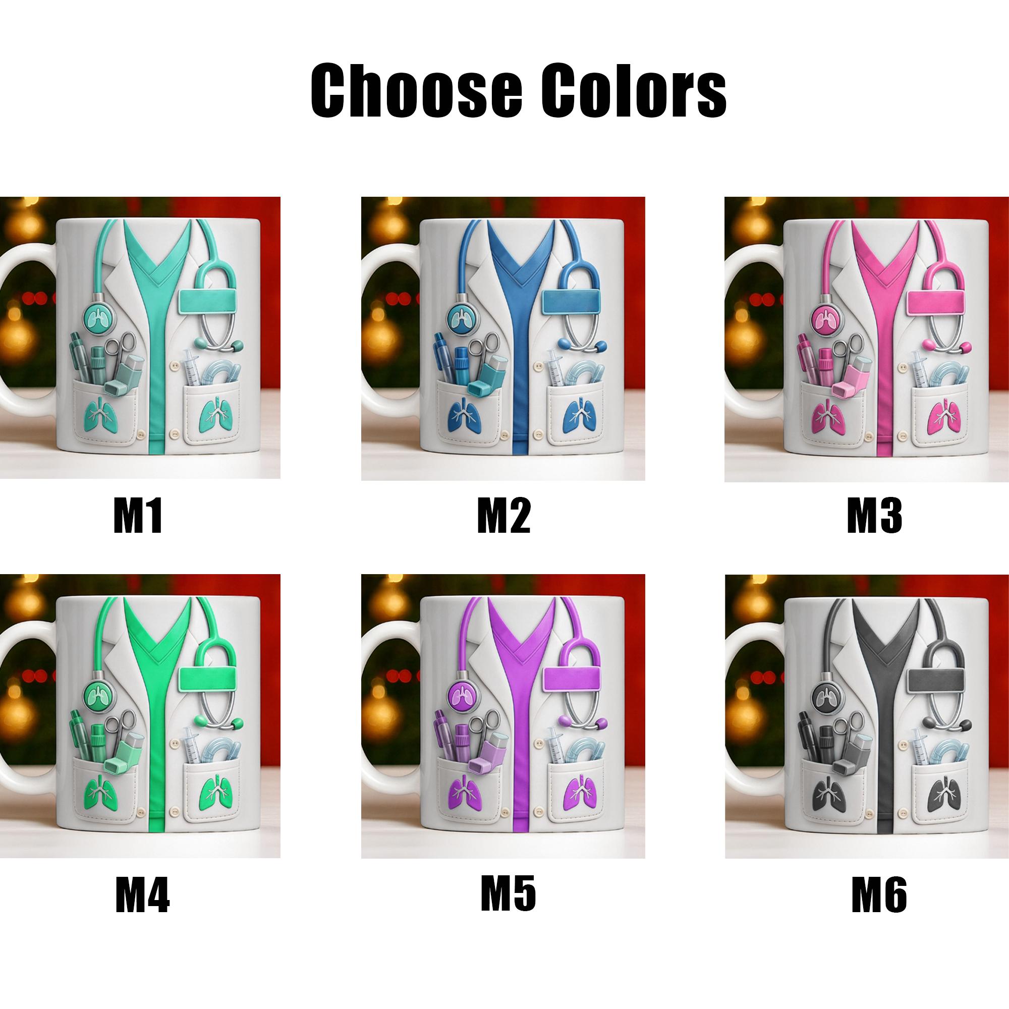 Personalized Doctor Nurse Scrubs Mug, Custom Name Medical Professional Gift, 3D Inflated Effect Print 2D Ceramic Mug, Pulmonologist Doctor Appreciation Gift 4