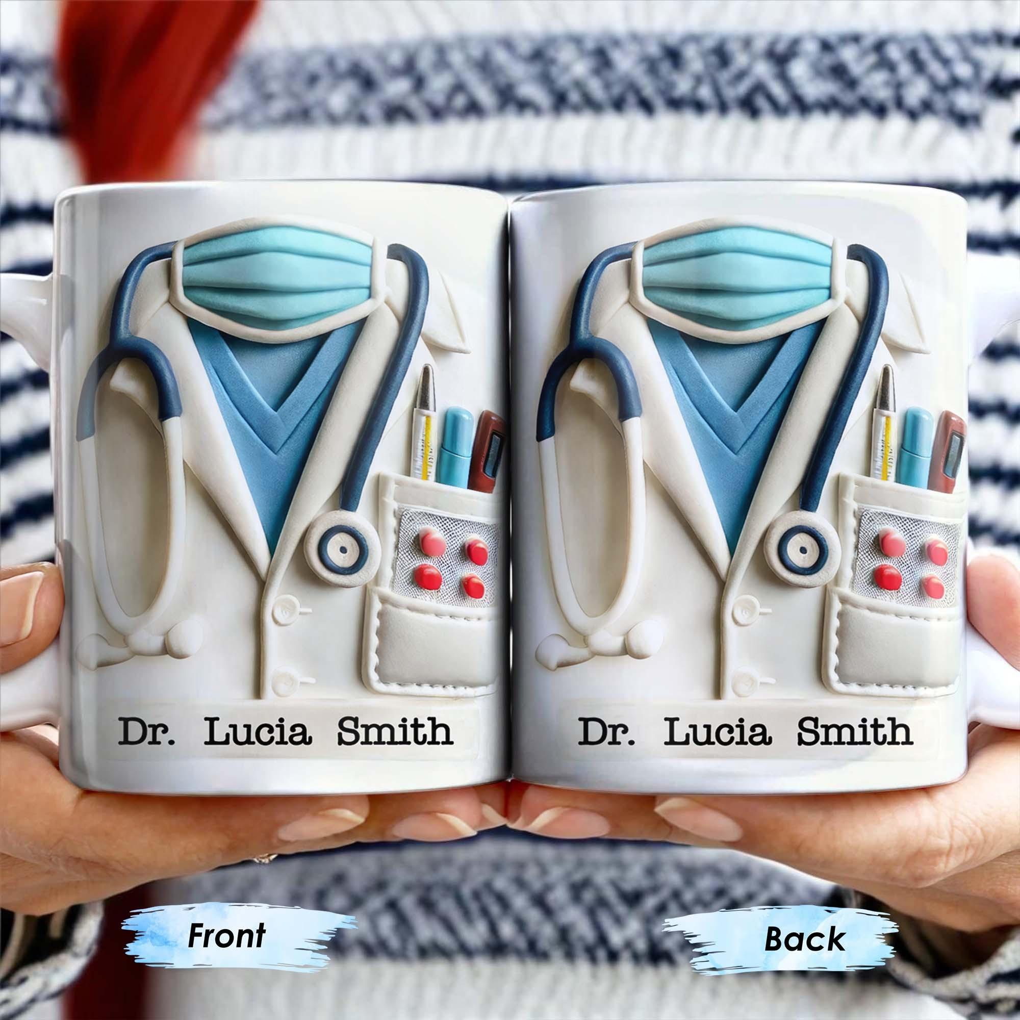Personalized 3D Effect Medical Professional Coffee Mug, Custom Name Doctor Lab Coat Ceramic Cup, Nurse Practitioner Graduation Present 4