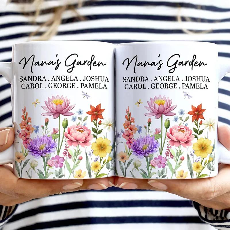 Personalized Grandma's Garden Mug, Custom Birth Month Flower Name Coffee Cup, Mother's Day Gift, Unique Nana Family Gift 3