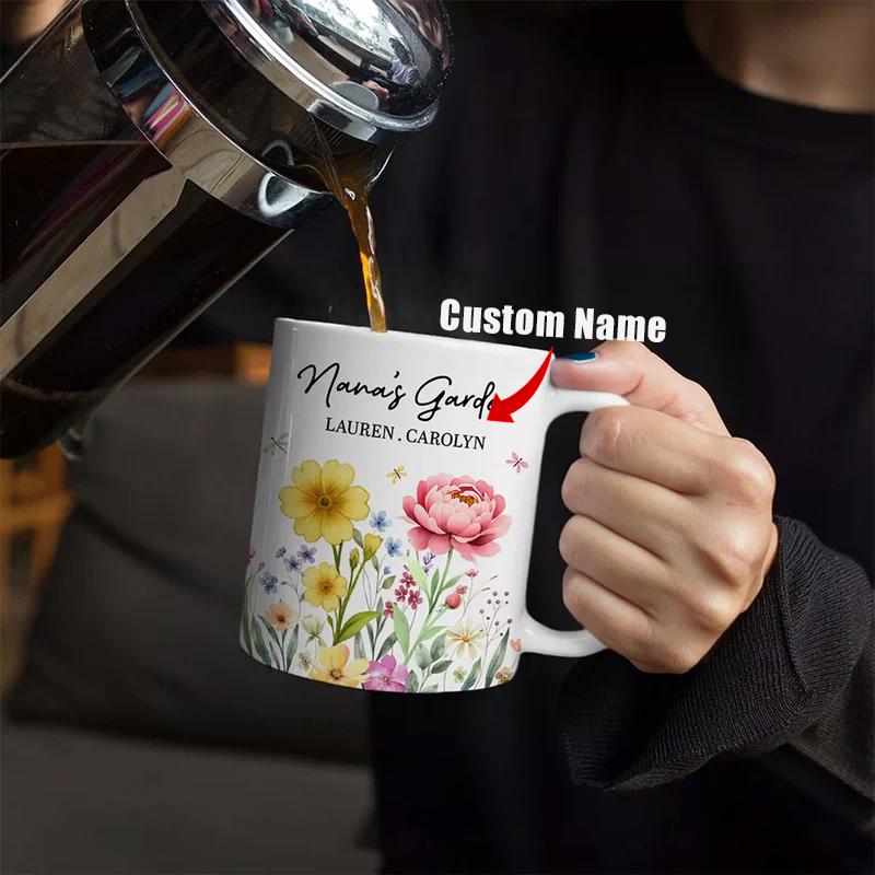 Personalized Grandma's Garden Mug, Custom Birth Month Flower Name Coffee Cup, Mother's Day Gift, Unique Nana Family Gift 2