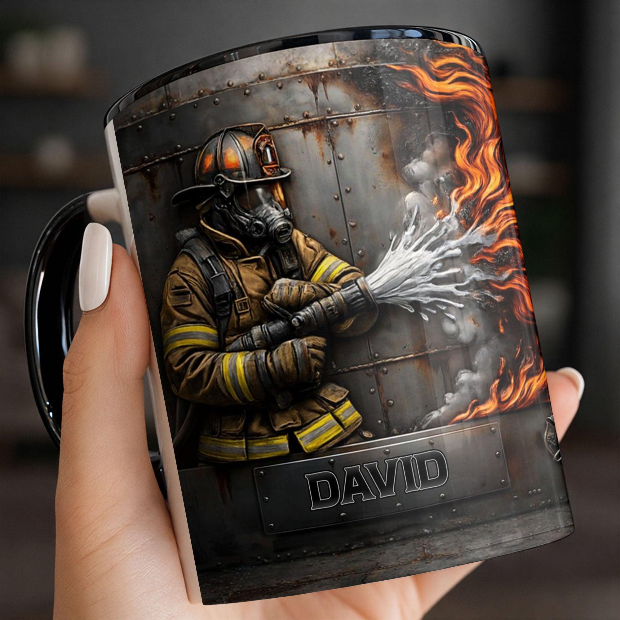 [Flash Deals] BojiArtist Personalized Courageous Firefighter Mug - Custom Name Heroic Fireman Cup, Valiant Action Firefighting Keepsake, Epic Gift For A Hero 4