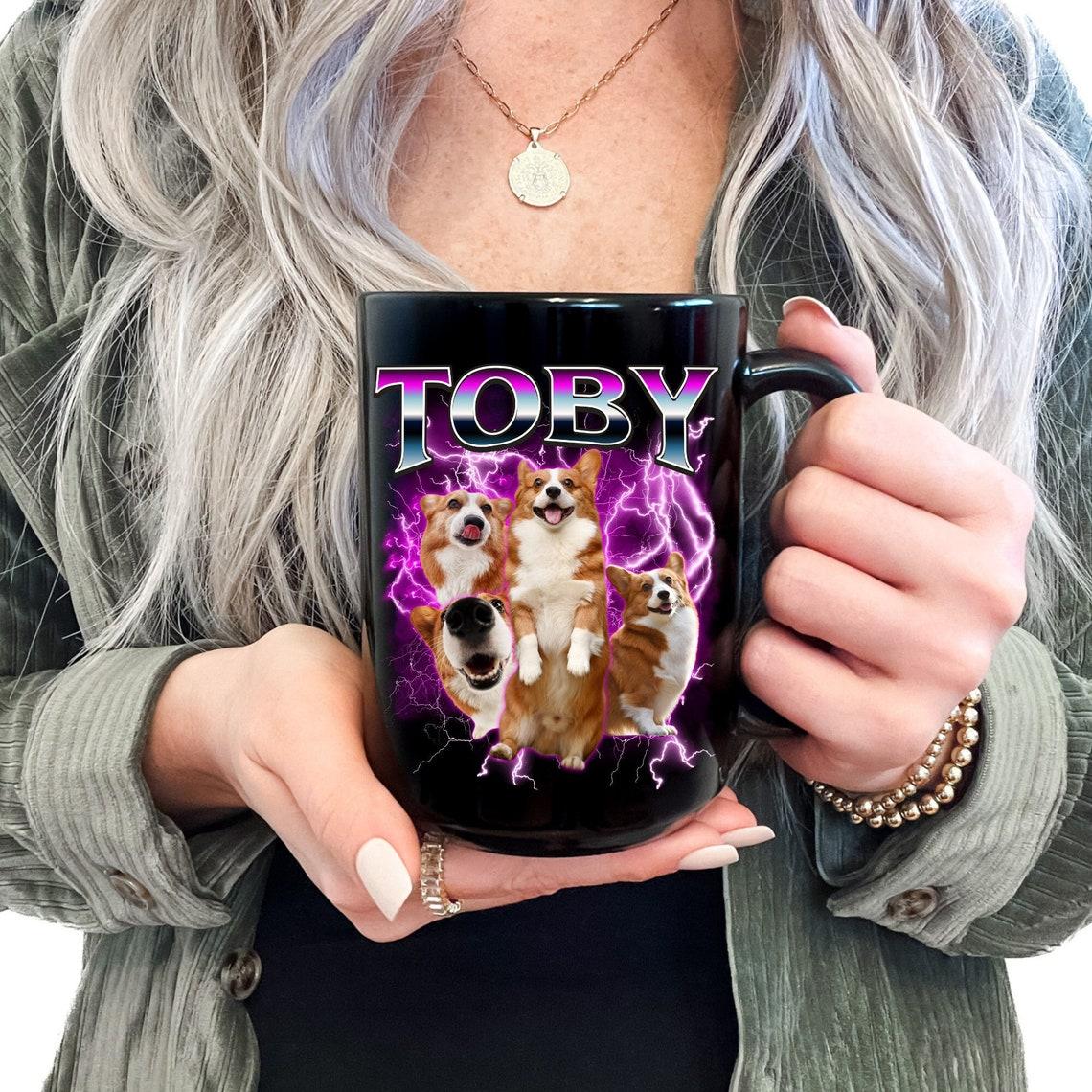 [Flash Deals] BojiArtist Personalized Custom Name Mug - Custom Photo 90s Bootleg Rap Style Coffee Cup, Awesome Retro Lightning Text Color Choice, Mother's Day Gift, Birthday Surprise Cup 2