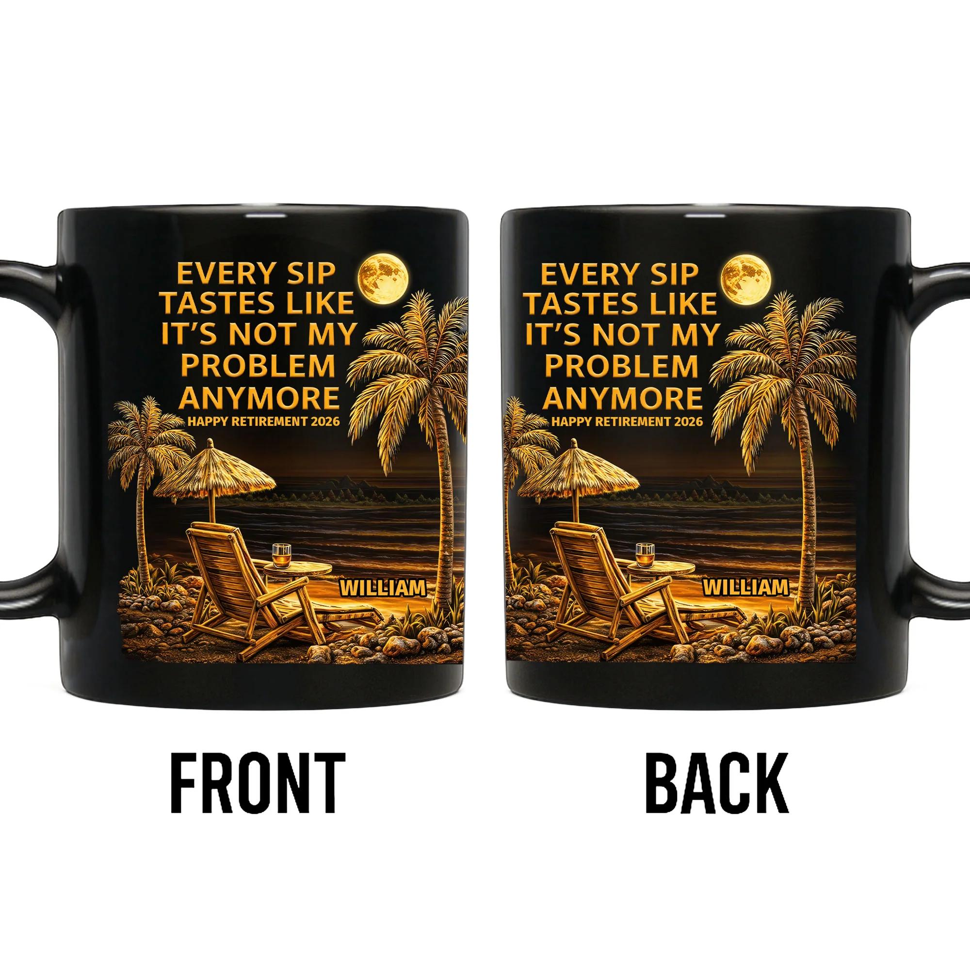 [Flash Deals] BojjiArtist Personalized Happy Retirement 2026 Coffee Mug – Custom Name Funny “Not My Problem Anymore” Beach Gift, Sunset Tropical Vacation Vibe Cup 4