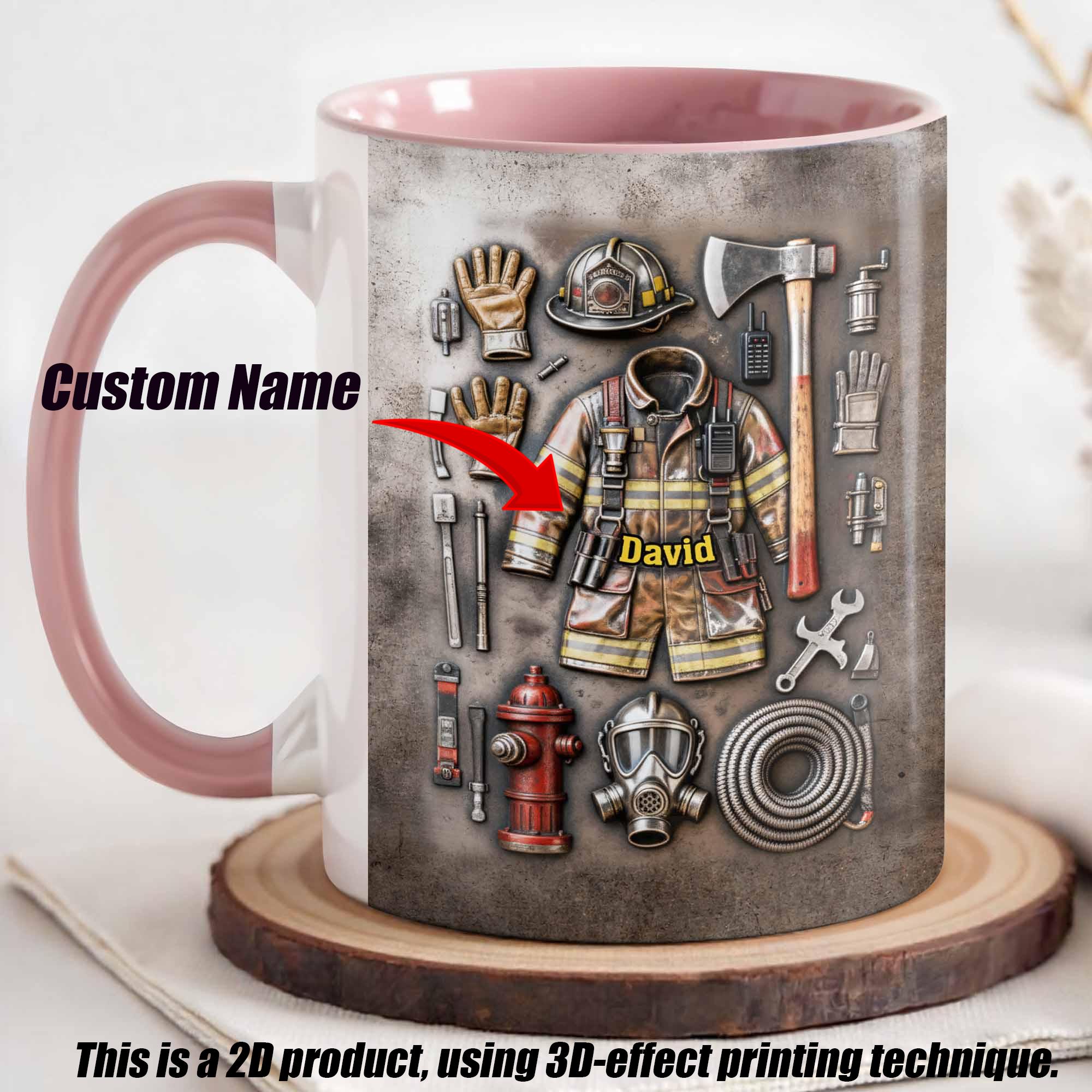 [Flash Deals] BojiArtist Personalized Firefighter Gear Mug - Custom Name Fireman Tools Coffee Cup, Hero Appreciation Gift, Birthday Gift For Him 2