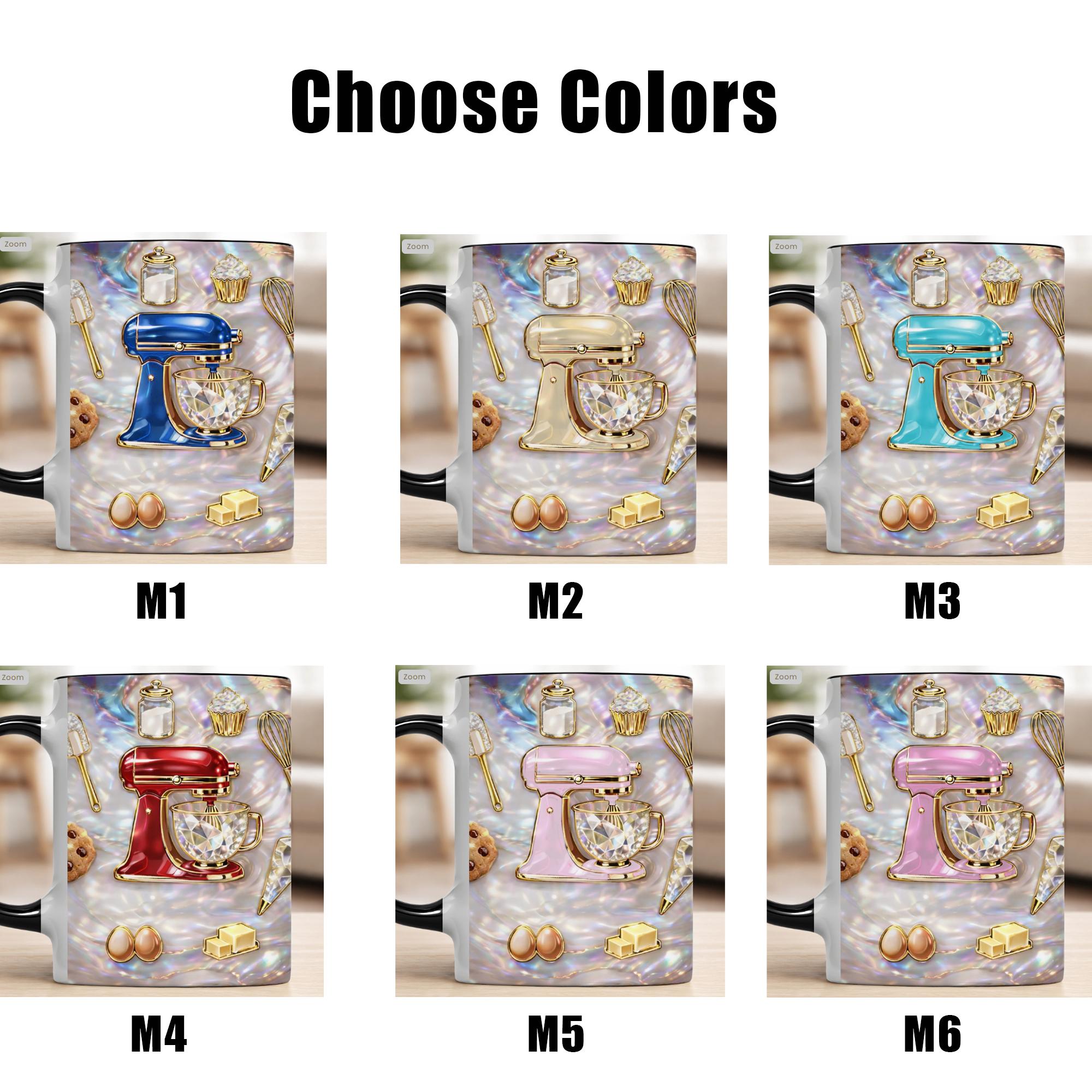Personalized Abalone Shell Baking Stand Mixer Mug, Custom Name Coffee Cup, Gift For Baker Mom, 3D Inflated Effect Print 2D Ceramic Mug, Iridescent Choice Of Color, Mother's Day Gift, Gift For Grandma Nana 4