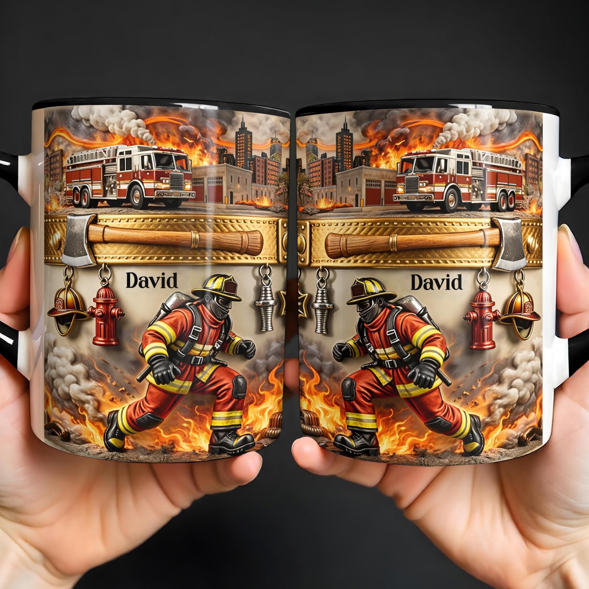 [Flash Deals] BojiArtist Personalized Firefighter Mug - Custom Name Fireman Coffee Cup, Fire Truck Hero Gift, Unique Gift For Brave Firefighter​ 4