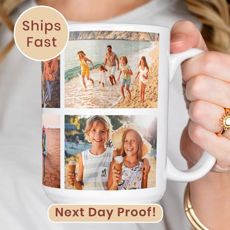 [Flash Deals] BojjiArtist Personalized Picture Mug, Custom Photo Collage Coffee Cup, Unique Gift For Family Grandma Grandpa, Durable Ceramic Tea Mug, Birthday Gift For Her, 4