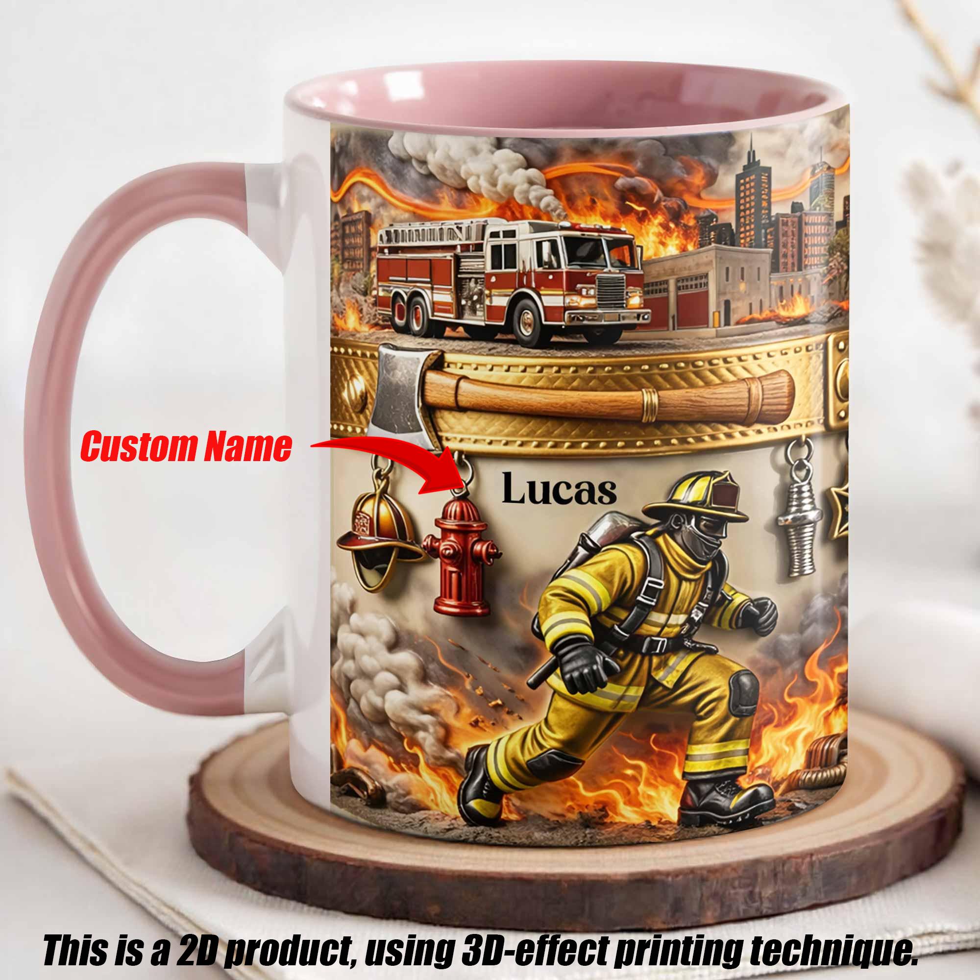 [Flash Deals] BojiArtist Personalized Firefighter Mug - Custom Name Fireman Coffee Cup, Fire Truck Hero Gift, Unique Gift For Brave Firefighter​ 2