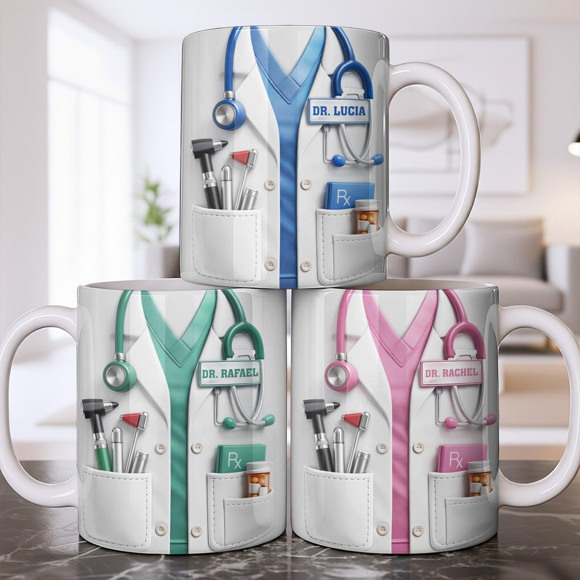 Personalized 3D Effect Medical Professional Coffee Mug, Custom Name Doctor Lab Coat Ceramic Cup, Healthcare Worker Aesthetic Gift, Nurse Practitioner Graduation Present 4