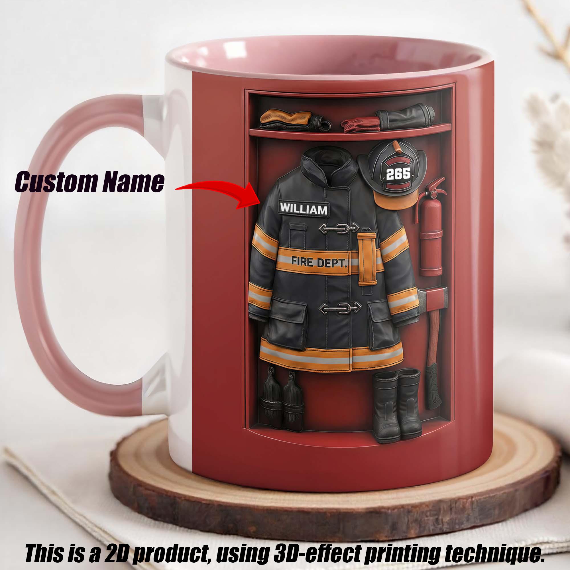 [Flash Deals] BojiArtist Personalized Brave Fire Dept Gear Locker Mug - Custom Name Authentic Fireman Equipment Cup, Heartfelt Heroic Keepsake Present 2