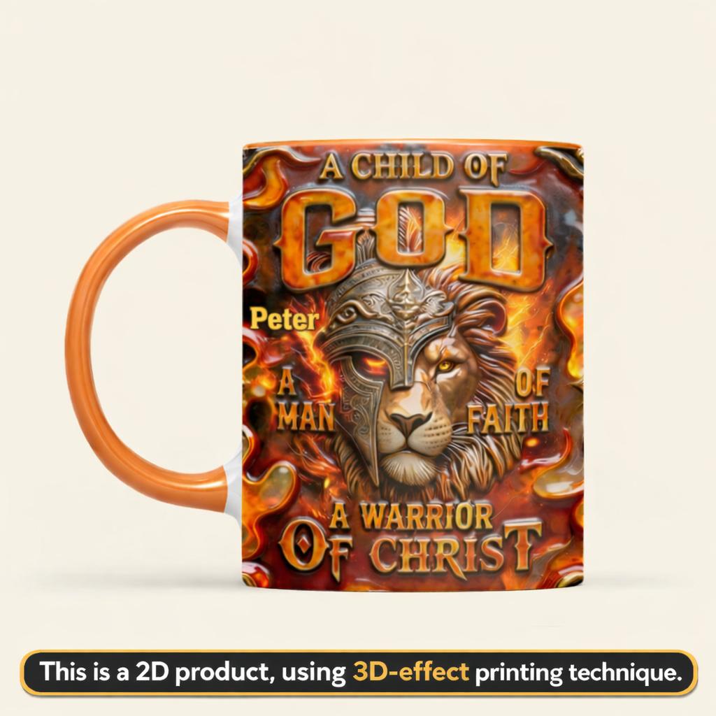 Personalized Warrior of Christ Lion Spartan Mug, Child of God Man of Faith Coffee Cup, Christian Warrior Aesthetic Drinkware, Spiritual Warfare Lion of Judah Shell, Bold Faith Based Man Cave Accessory 2