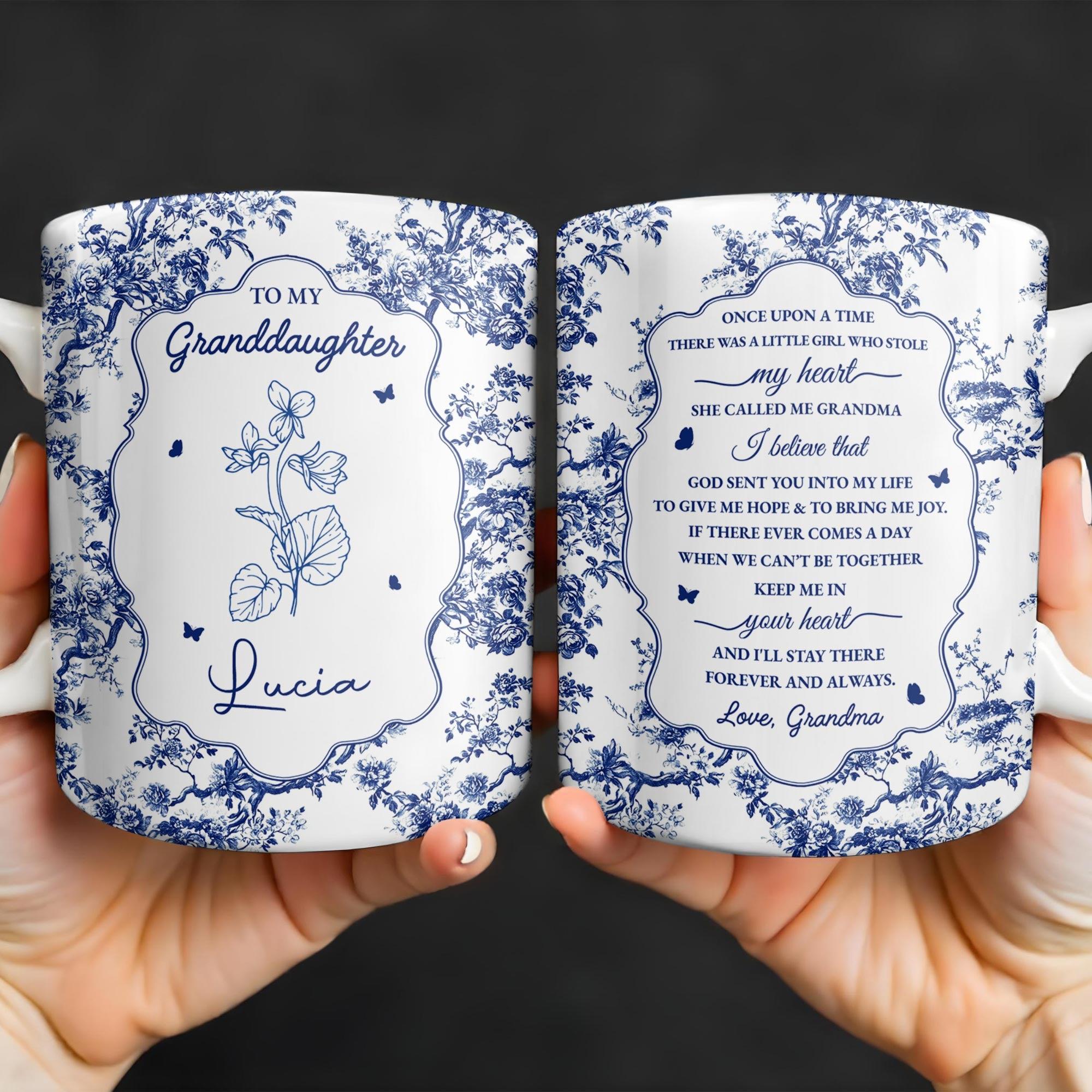 Personalized Granddaughter Mug, Custom Birth Month Flower Name Cup, Mother's Day Gift From Grandma, 3D Inflated Effect Print 2D Mug, 2