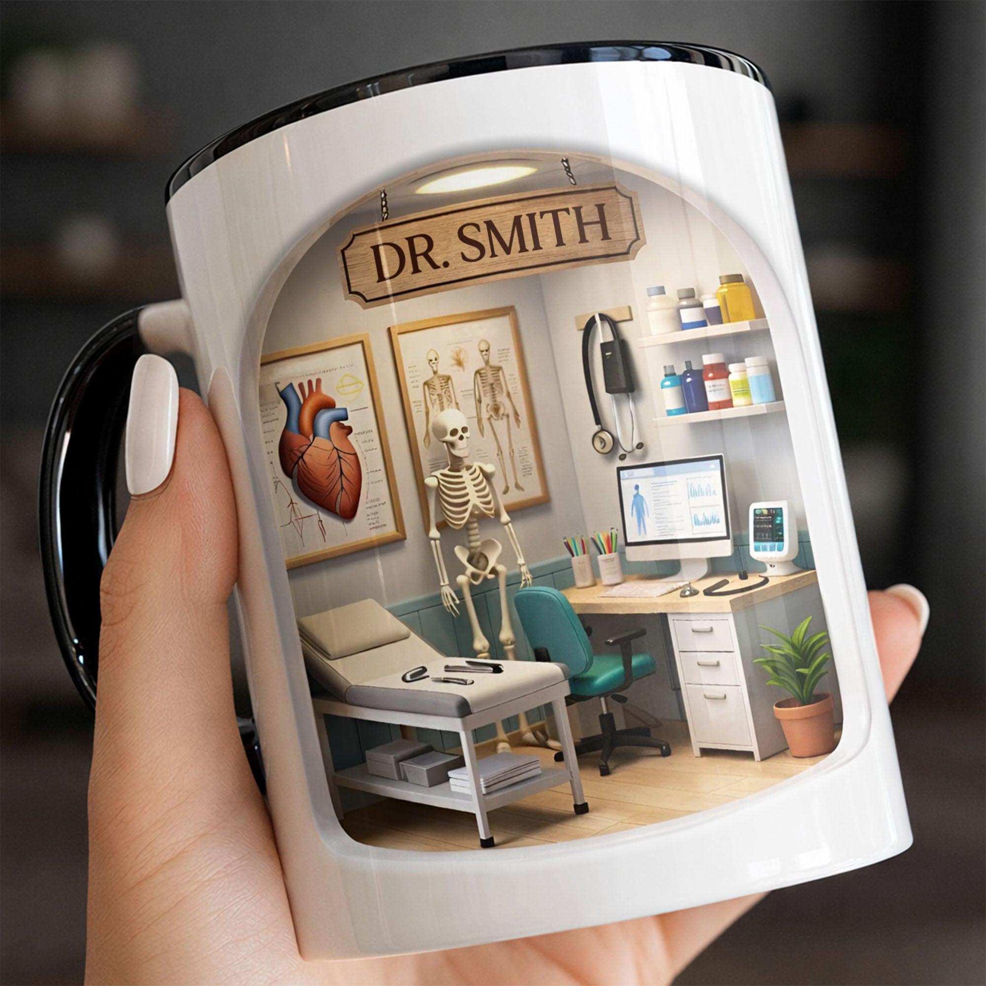 [Flash Deals] BojjiArtist Personalized Doctor Office 3D Effect Coffee Mug – Custom Name Physician Gift, Miniature Clinic Examination Room Design, Unique Medical Graduation Present 4