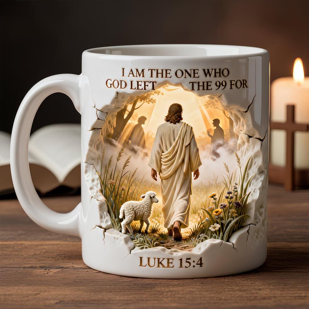 Personalized Luke 15:4 Jesus I Am The One Who Left The 99 For Coffee Mug, Inspirational Christian Faith Gift, Whimsical Spiritual Diorama Mug, Aesthetic Bible Verse Drinkware 4