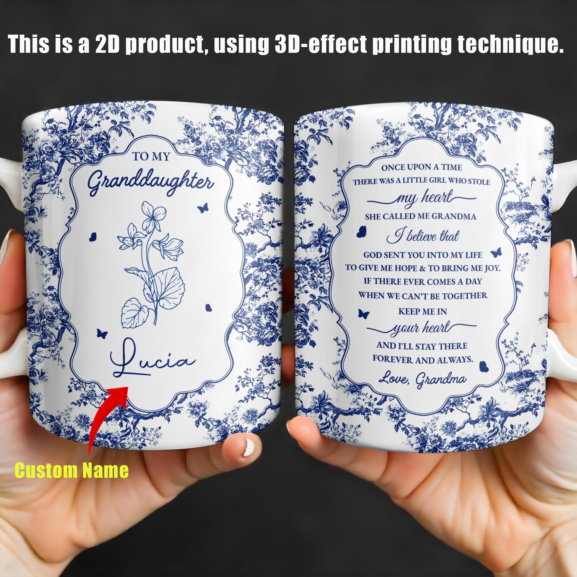 Personalized Granddaughter Mug, Custom Birth Month Flower Name Cup, Mother's Day Gift From Grandma, 3D Inflated Effect Print 2D Mug, 3
